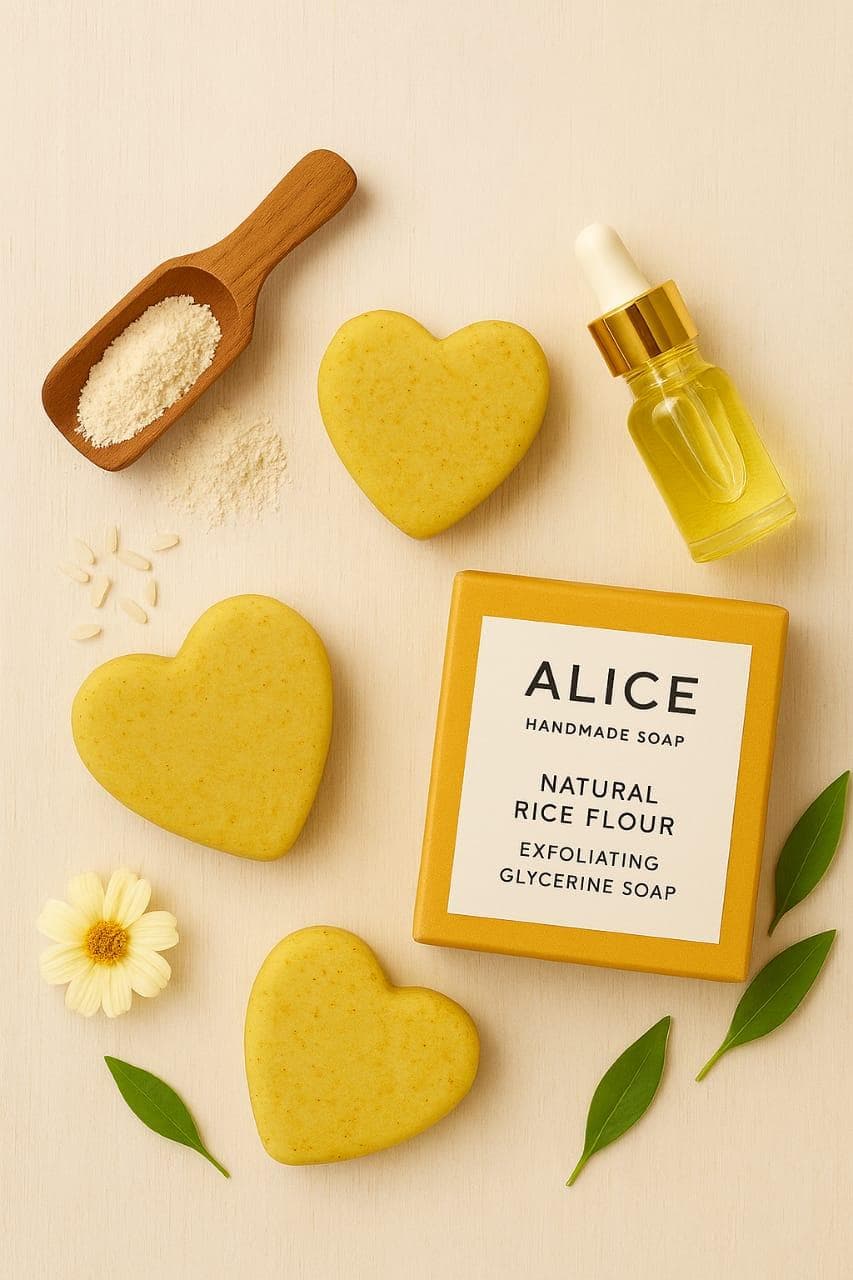 Alice Natural Rice Flour Exfoliating Handmade Glycerine Soap