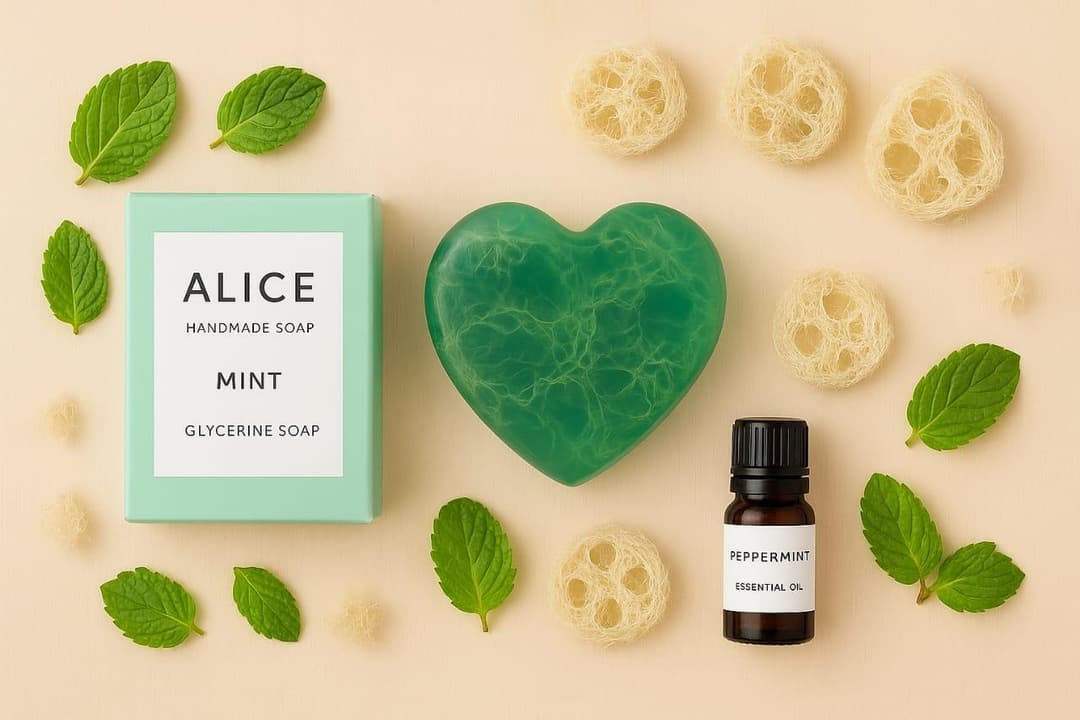 Alice Handmade Glycerine Soap Mint with Loofah
