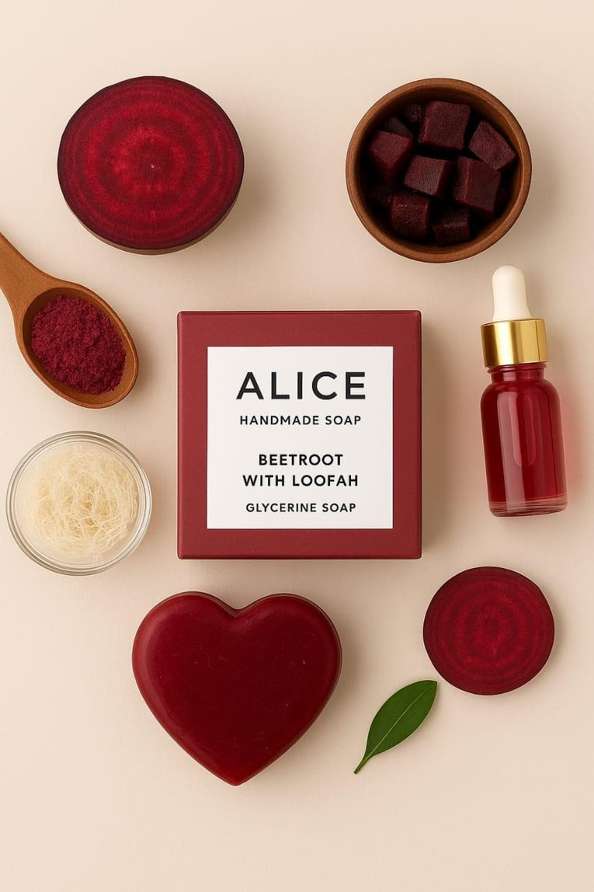 Alice Handmade Beetroot Soap with Loofah